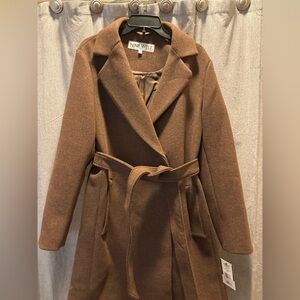 NWT Nine West Brown Tweed Pea Coat Size XL